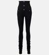Attico High-rise Cotton Jersey Stirrup Leggings In Black
