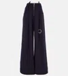 Attico High-rise Cotton Wide-leg Pants In Purple