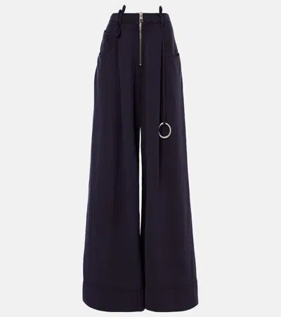 Attico High-rise Cotton Wide-leg Pants In Purple