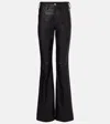 Attico High-rise Leather Flared Pants In Black
