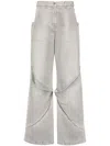 Attico Gray High-rise Wide-leg Denim Pants In Grey