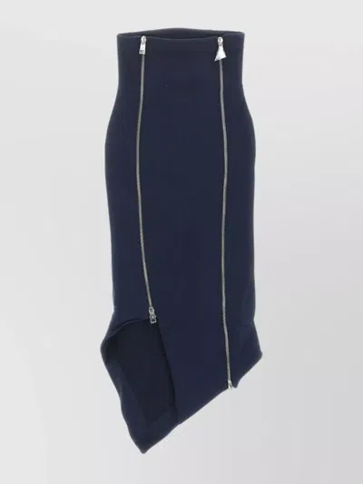 Attico High Waist Asymmetrical Hem Midi Skirt In Blue