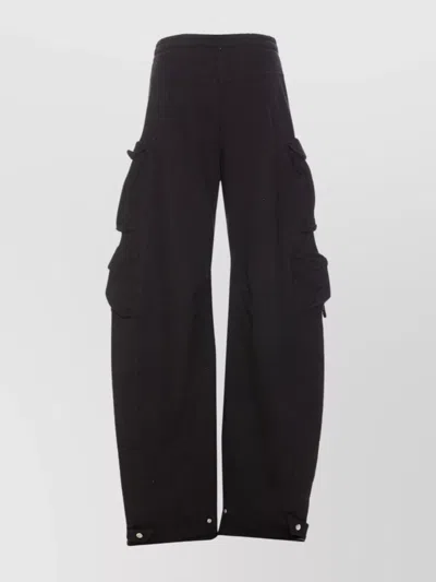 Attico High Waist Cargo Trousers With Snap Buttons In Black