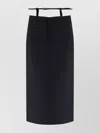 Attico High Waist Midi Skirt With Back Slit In Black