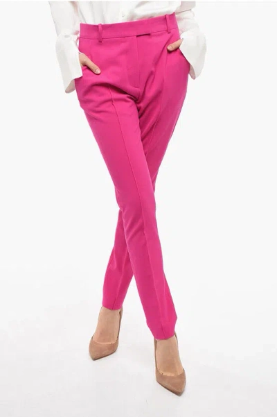 Attico High-waisted Berry Pants With Front Pleats In Pink