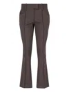 Attico High-waisted Bootcut Trousers With Silver Logo Detail In Gray