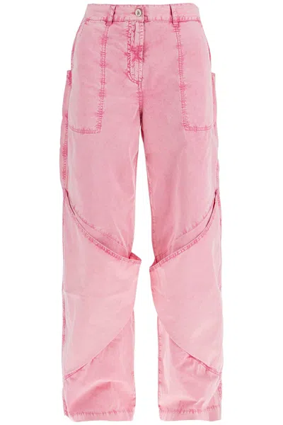 Attico High-waisted Loose Fit Pink Palazzo Pants In Cotton