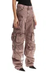 Attico High-waisted Wide-leg Cargo Pants Washed Mauve