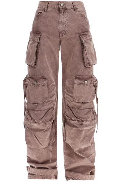 Attico Fern Low Rise Wide Leg Cargo Jeans In Pink