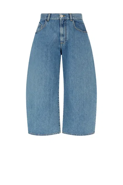 Attico High-waisted Wide-leg Denim Shorts In Blue