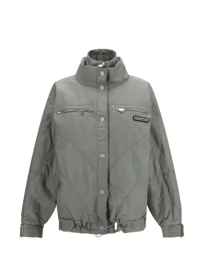 Attico High-neck Zipped Bomber Jacket In Gray