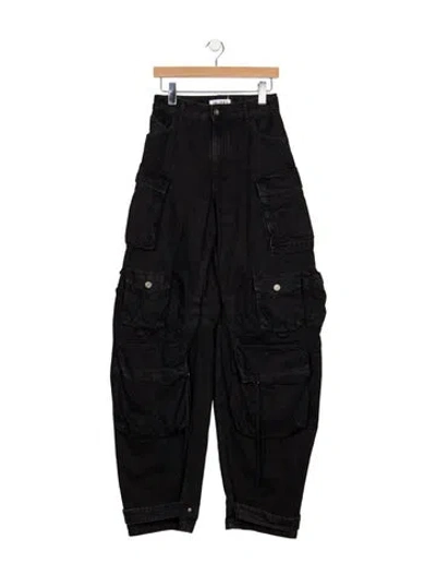 Pre-owned Attico High-rise Wide Leg Jeans In Black