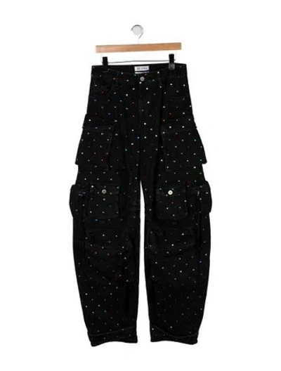 Pre-owned Attico High-rise Wide Leg Jeans In Black