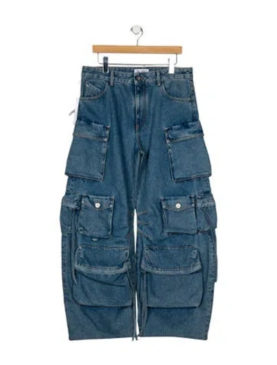 Pre-owned Attico High-rise Wide Leg Jeans In Blue