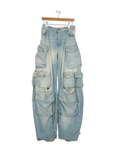 Pre-owned Attico High-rise Wide Leg Jeans In Blue