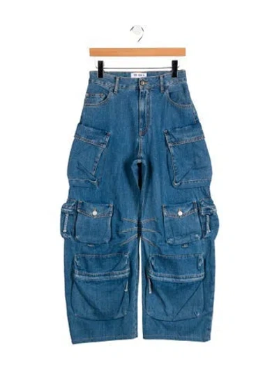 Pre-owned Attico High-rise Wide Leg Jeans In Blue