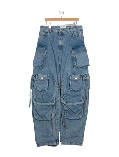 Pre-owned Attico High-rise Wide Leg Jeans In Blue