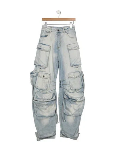 Pre-owned Attico High-rise Wide Leg Jeans In Blue
