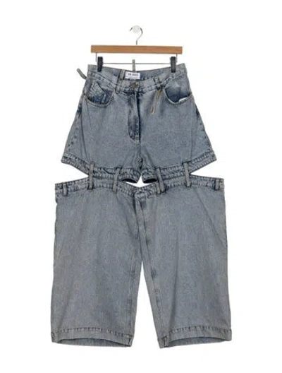 Pre-owned Attico High-rise Wide Leg Jeans In Blue
