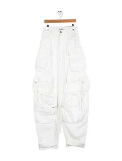 Pre-owned Attico High-rise Wide Leg Jeans In Blue/white