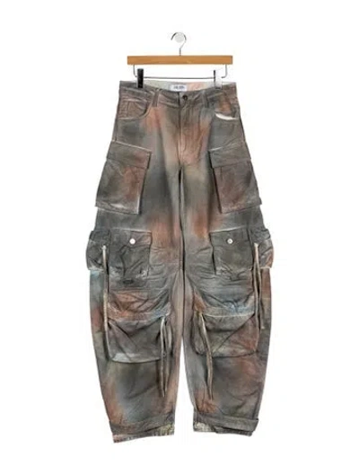 Pre-owned Attico High-rise Wide Leg Jeans In Gray