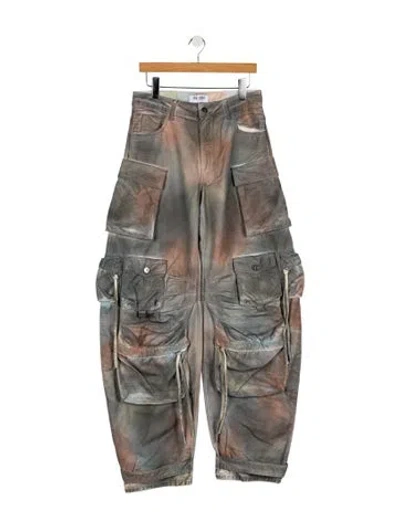 Pre-owned Attico High-rise Wide Leg Jeans In Gray