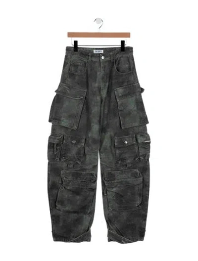 Pre-owned Attico High-rise Wide Leg Jeans In Gray