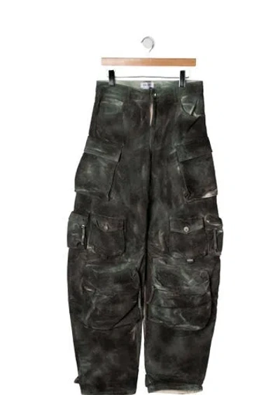 Pre-owned Attico High-rise Wide Leg Jeans In Green