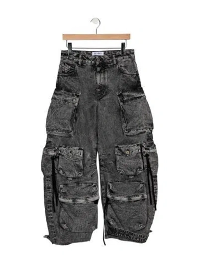 Pre-owned Attico High-rise Wide Leg Jeans In Grey