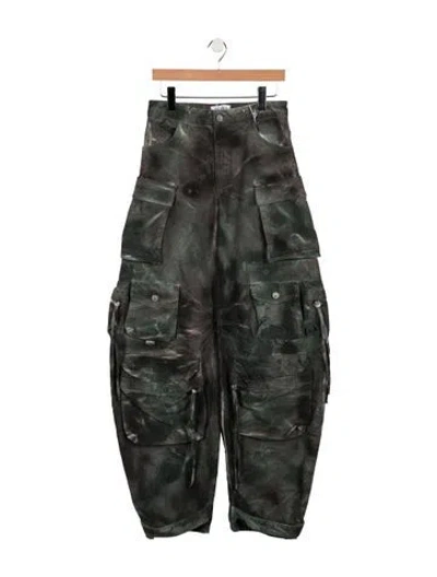 Pre-owned Attico High-rise Wide Leg Jeans In Grey