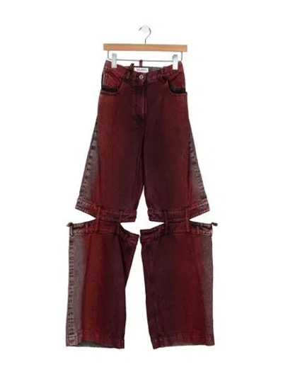 Pre-owned Attico High-rise Wide Leg Jeans In Red