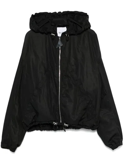 Attico Hooded Bomber Jacket In Black