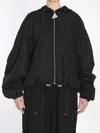 Attico Hooded Bomber Jacket In Black