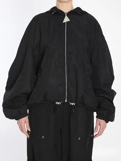 Attico Hooded Bomber Jacket In Black