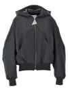 Attico Hooded Bomber Jacket In Black