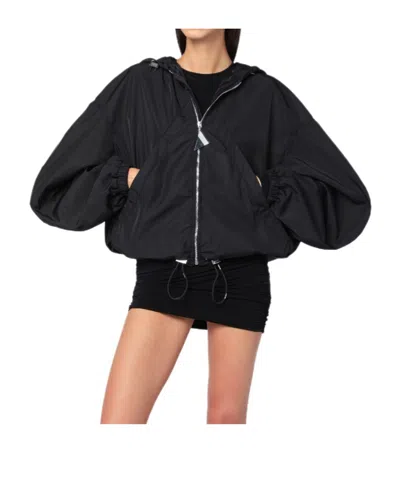 Attico Hooded Bomber Jacket In Black