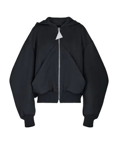 Attico Oversized Black Hooded Bomber Jacket