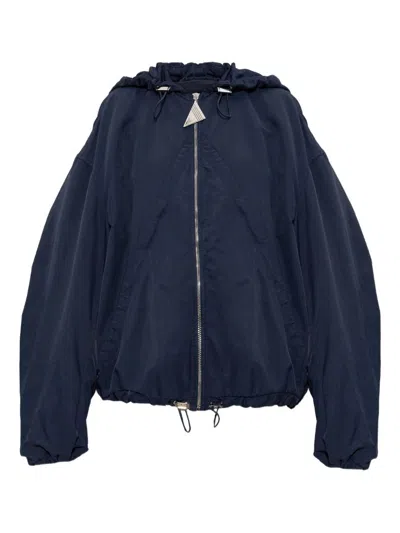 Attico Hooded Bomber Jacket In Blue