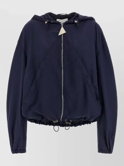 Attico Hooded Bomber Jacket Drawstring Hem Sleeves