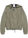 Attico Hooded Bomber Jacket In Green