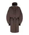 Attico Hooded Coat In Brown