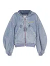 Attico The  Washed Denim Bomber Jacket In Blue