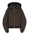 Attico Oversized Cotton Bomber Jacket With Hood In Black