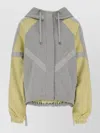 Attico Colorblocked Zip-up Hooded Sweatshirt In Gray