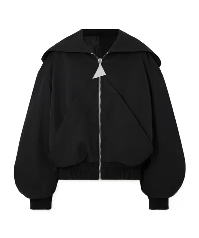 Attico Hooded Oversized Wool-twill Bomber Jacket In Black