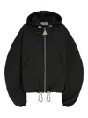 Attico Bomber Jacket With Hood And Drawstring Hem In Black