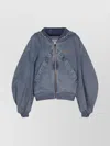 Attico Hooded Ribbed Cuffs Hem Jacket In Blue