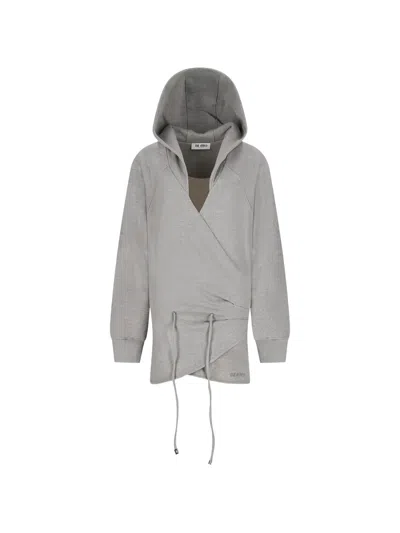 Attico Hooded Wrap Dress In Gray