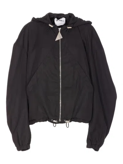Attico Hooded Zip Bomber Jacket In Black