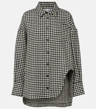 Attico Houndstooth Virgin Wool Shirt In Black